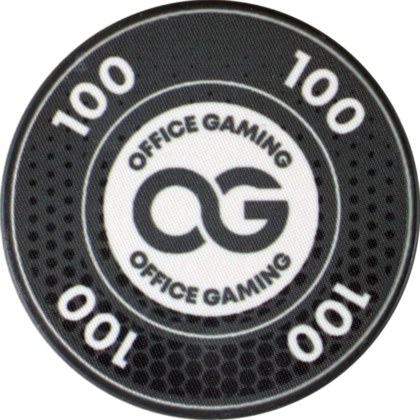 Pokerchip mit Firmenlogo Office Gaming in Schwarz und Weiß, Wert 100